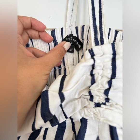 Emporio Armani Babydoll Striped Strappy Summer Dress White Navy - Picture 6 of 11